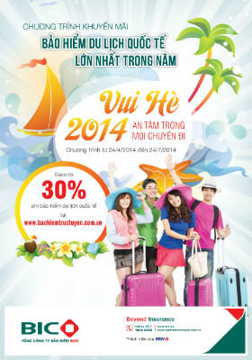 Hè 2014, BIC giảm tới 30% phí Bảo hiểm du lịch quốc tế